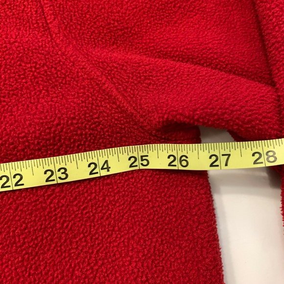 LL Bean Full Zip Fleece Jacket Drawstring Waist Zip Pockets Heavyweight Red XL - Picture 9 of 12